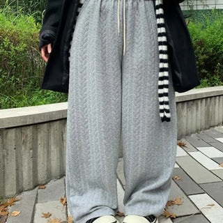 Quilted cable knit pants