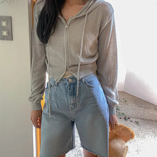 Bailey Two-Way Knit Zip-Up Hoodie