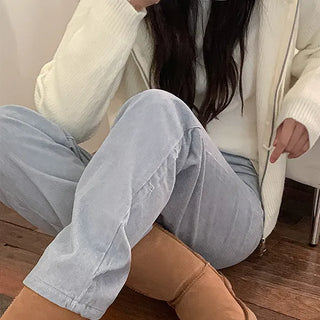 Pigly Brushed Corduroy Semi-Wide Straight Fit Pants