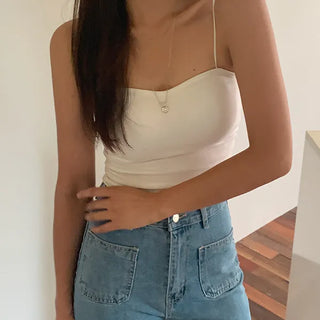 Heartline Built-in Cup Thin Strap Inner Bralette Sleeveless Top