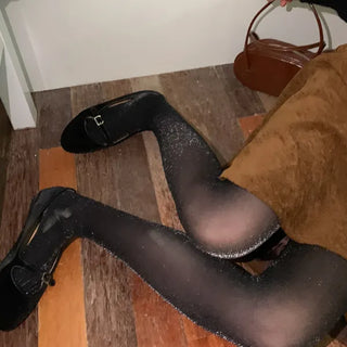 Black Star Glitter Pearl Stockings