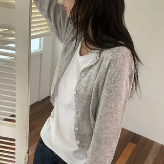 Kouni Delicate Fit Round Long Sleeve Knit Cardigan