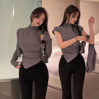 Belleine mock turtleneck cardigan set