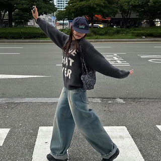 Back Pocket Stitch Wide Denim Pants S, M - 1 color