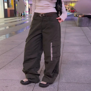Sneb Cargo Pintuck Wide Pants