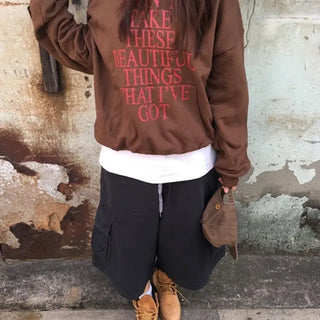 Color Block Lettering Hoodie