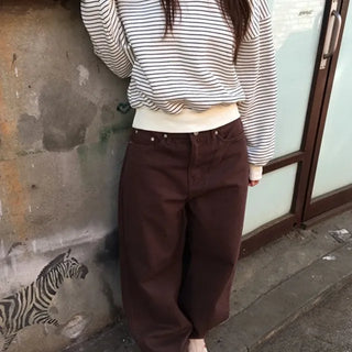 Double-brushed striped sweatshirt