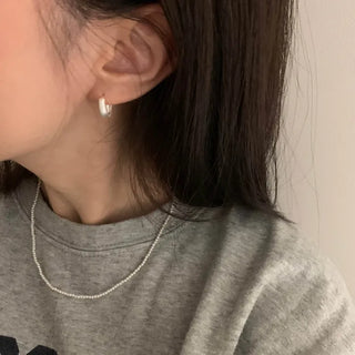 Matte Oval Mini One-Touch Ring Earrings