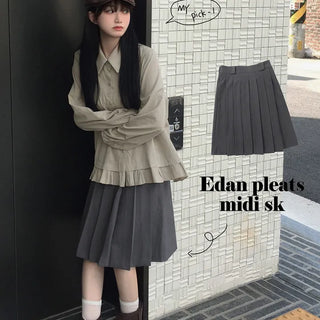 Edan Pleats Suit Midi Sk