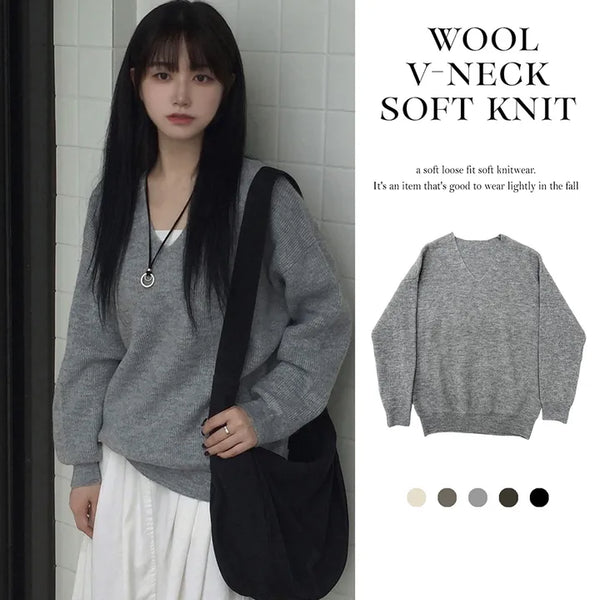 After Wool V-Neck Soft Knit