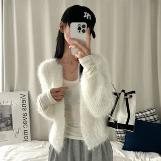 [Zero Shedding!] Human Rabbit Pine Needle Cardigan (4 colors)
