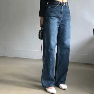 Long Wide Dark Blue Denim