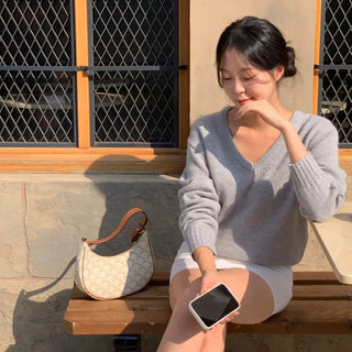Belson Wool Alpaca Loose Fit V-Neck Knit