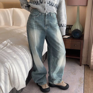 Titen Washed Semi-High Wide Pants