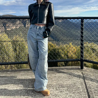 Blend Cut Denim Wide Pants