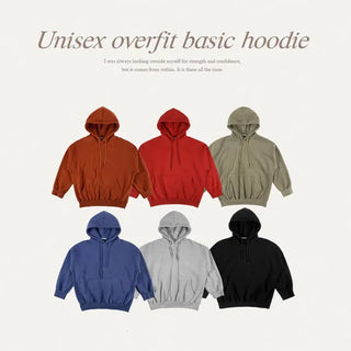 Thick Fever Double-Fleece Hoodie, Oversized, Unisex, Couple, Pocket, Big Size, Long Sleeve, Spring/Autumn Fleece Plain Hoodie