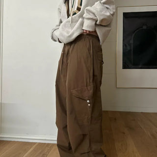 Unisex snap parachute cargo pants