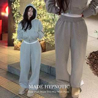 [MADE: In-house Production] Basic High-Waisted Two-Way Wide Pants [Double Brushed]