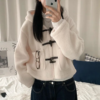 [Mink Fleece] Duffle Hooded Crop Jacket for Midwinter (3 colors)