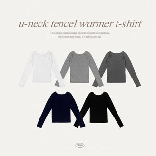 Onu Neck Warmer Long Sleeve T-shirt Cropped Layered Inner Tee Finger Gloves U-Neck Tee Warmer Tee