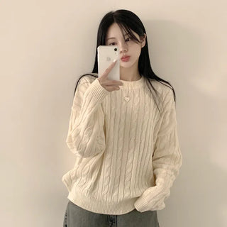 Comfortable loose fit, a daily cable knit V-neck long-sleeve sweater you'll reach for often