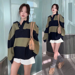 Bubblet Loose Fit Collared Knit