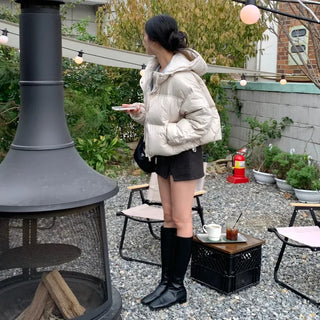 Melman Duck Down Hooded Crop Short Padded Jacket