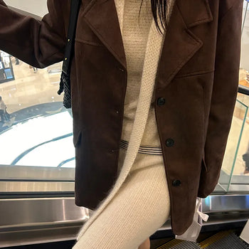 THREE BUTTON Suede Jacket
