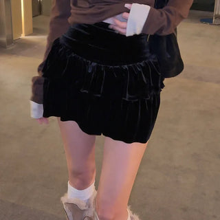 Timel Velvet Tiered Skirt