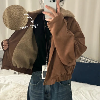 [Zero Shedding!/Beautiful Fit] Suede Shearling Blouson Mustang Jacket