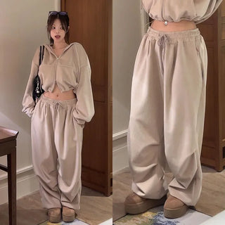 Byren Velvet Pintuck Elastic Waist Wide Pants [Fleece-lined]