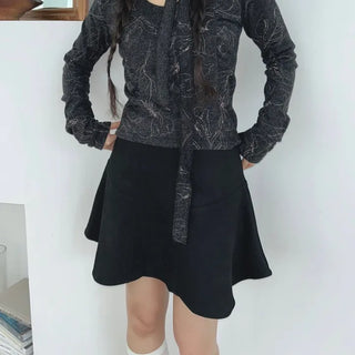 unbalance flare mini skirt