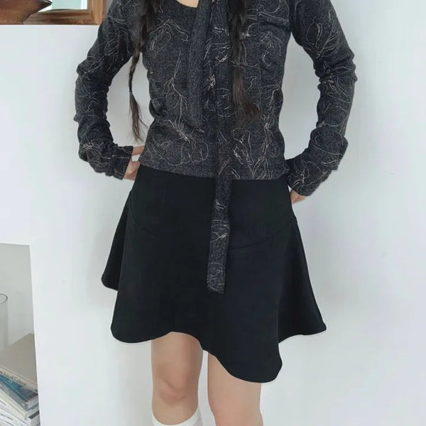 unbalance flare mini skirt