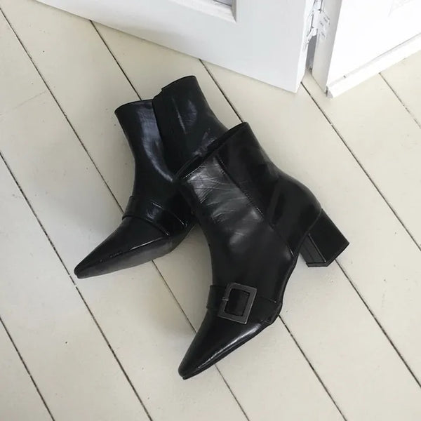 Buckle ankle short boots