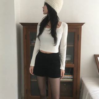 Deep square crop top