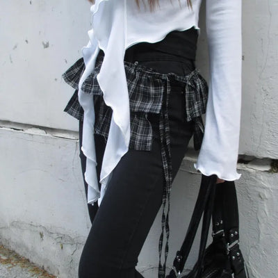 Check layered skirt (2 colors)