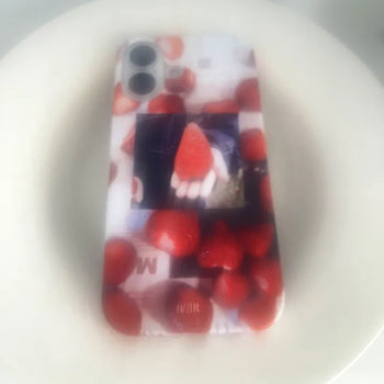 Strawberry Rubber Print Hard iPhone Case
