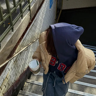 1980 Lettering Crop Zip-up Hoodie