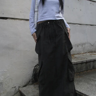 Peach Cargo Long Skirt (2 colors)