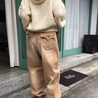 Wave Back Pocket Cotton Pants