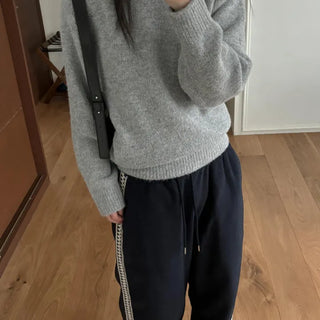 Thick round basic long-sleeve knit