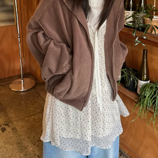 Fleece blouson zip-up jumper