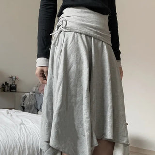 Kouji Asymmetrical Flare Layered Midi Skirt