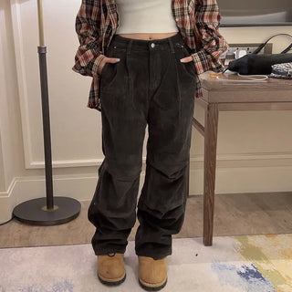 Delku Corduroy Pintuck Wide Pants