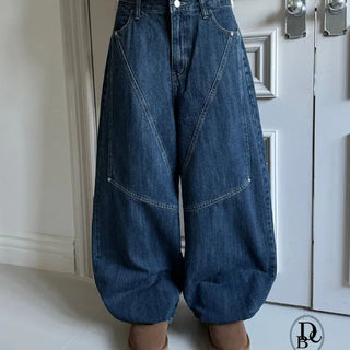 Nemi Studded Balloon Denim Wide Pants