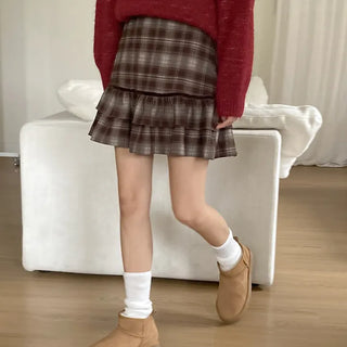 Rowoon Check Frill Mini Skirt