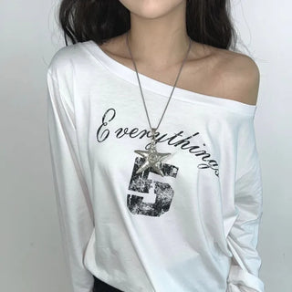 Five Off-Shoulder Long Sleeve T-Shirt