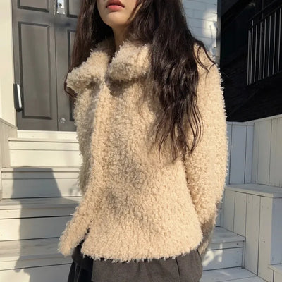 Sherpa quilted fur jacket
