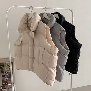 Super Packed◈Unisex String Oversized Padded Vest Couple Winter Loose Fit Padded Outerwear