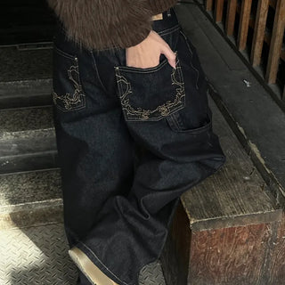 Flash Back Lettering Carpenter Wide Pants